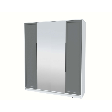 Шкаф распашной Тренд КТ-Ш4 (з) (Белый платинум ЛДСП/ Серый ЛМДФ) Ш1800 В2128 Г547